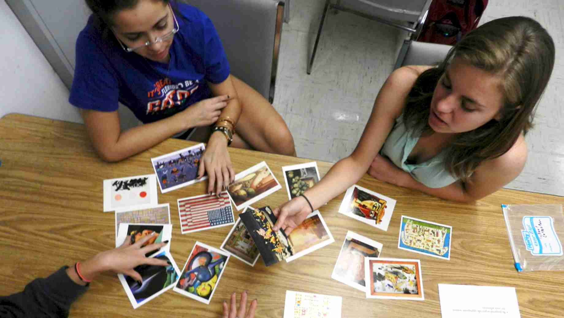 Undergraduate art education students learn strategies for looking at and talking about art with younger students.