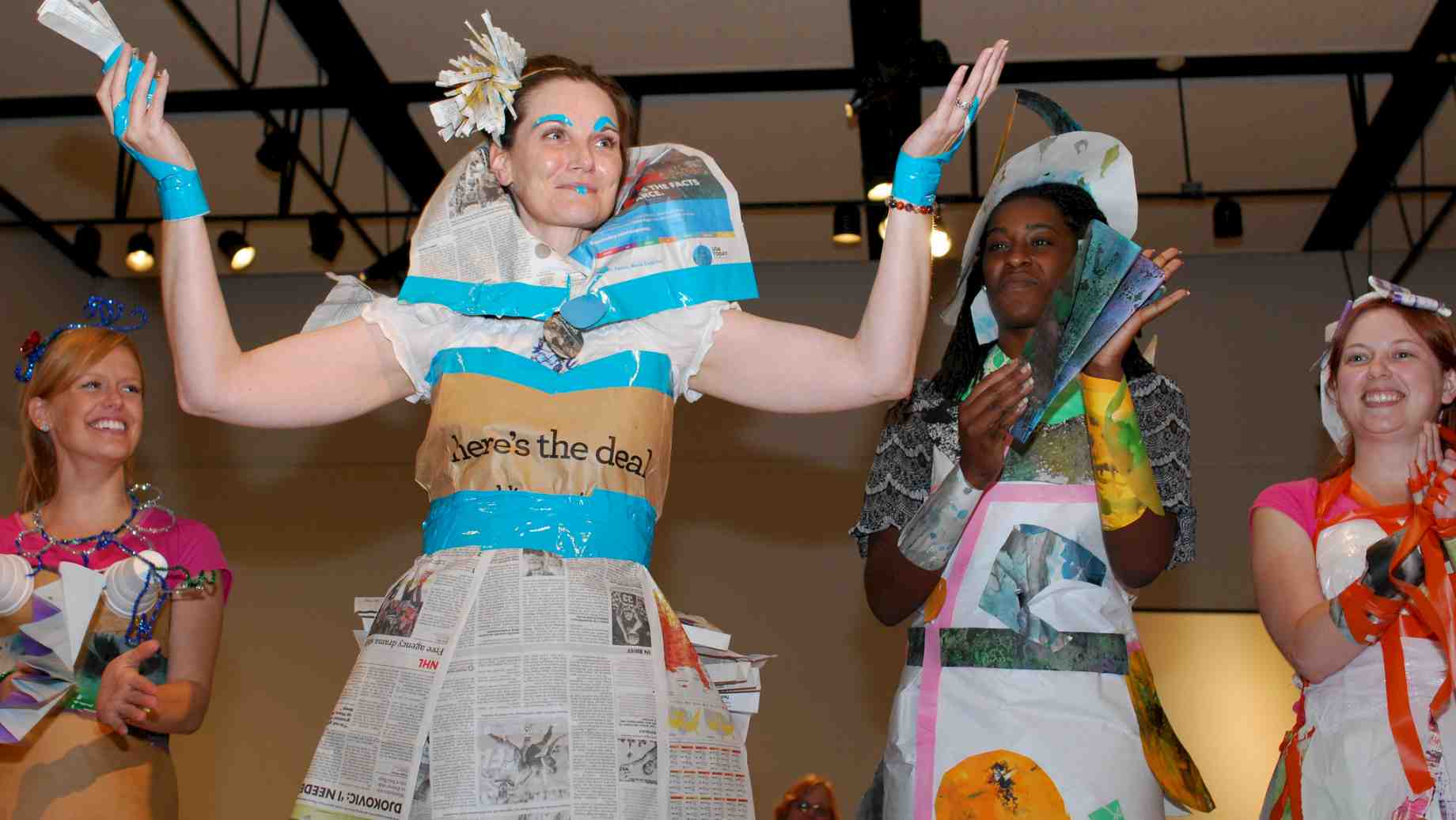 Winner of our Summer Runway Contest that required creating wearable art as a group using limited found materials.