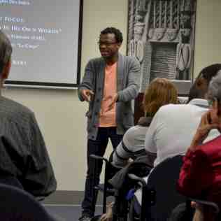 TACAC artist and partner Faustin Linyekula (DRC) lectures on the interface of dance and development at the UF Center for African Studies.
