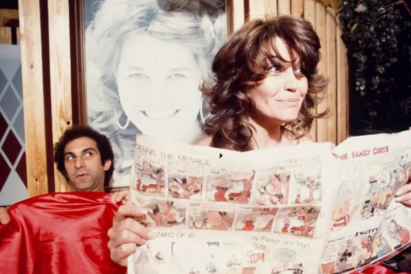 Margaret Bachus and another actor in a stage production