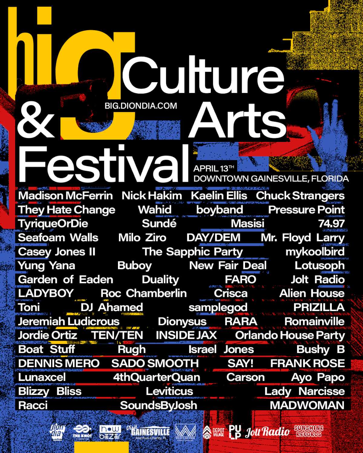 Flyer with artist lineup for BIG Culture & Arts Festival 2024