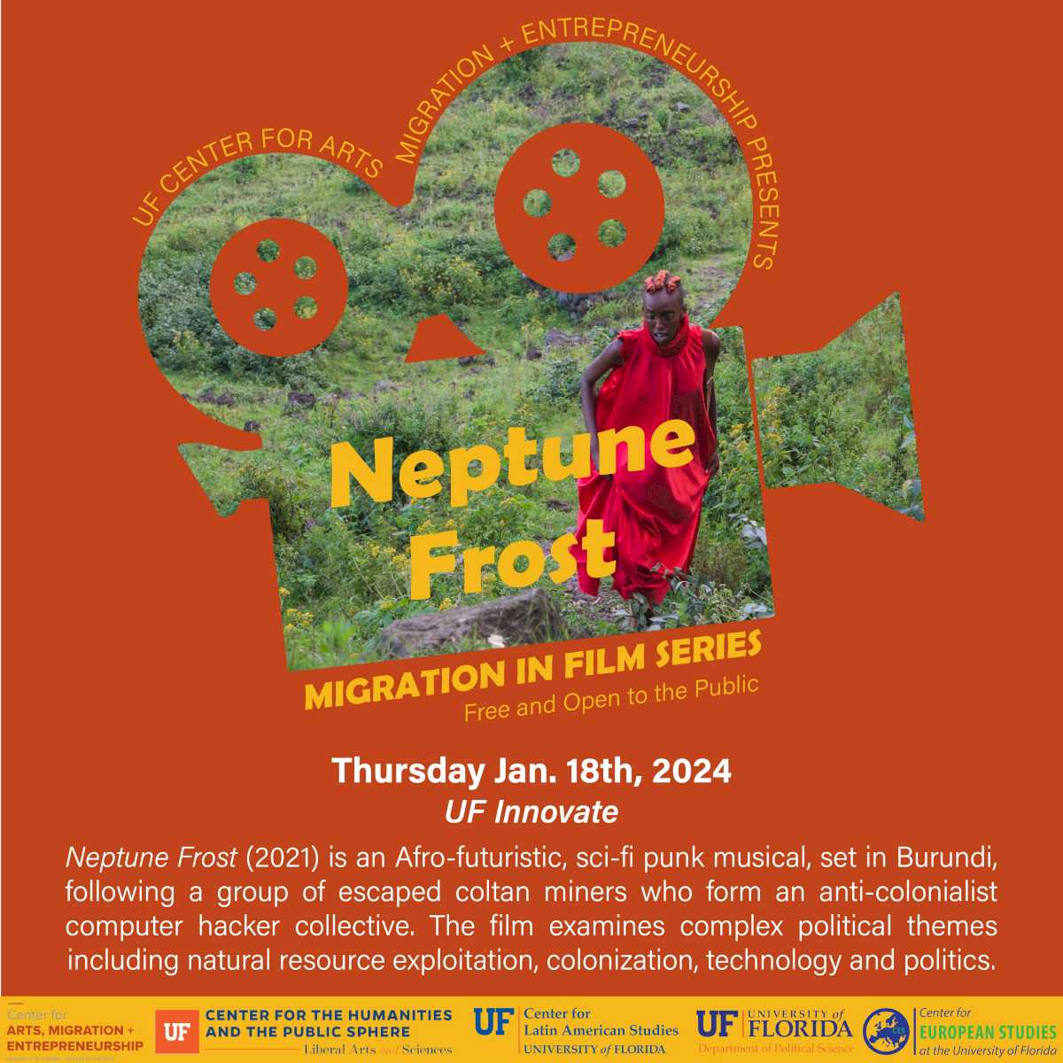 Flyer for Neptune Frost Film Screening