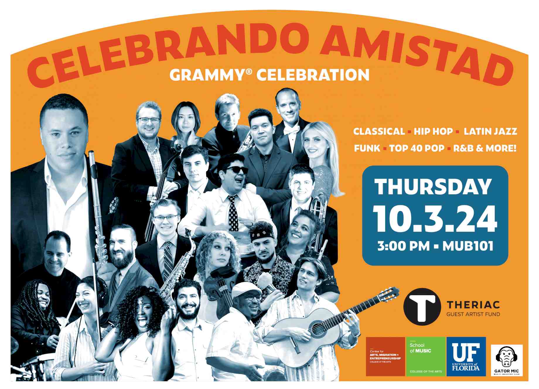 Concert poster featuring collage of performers