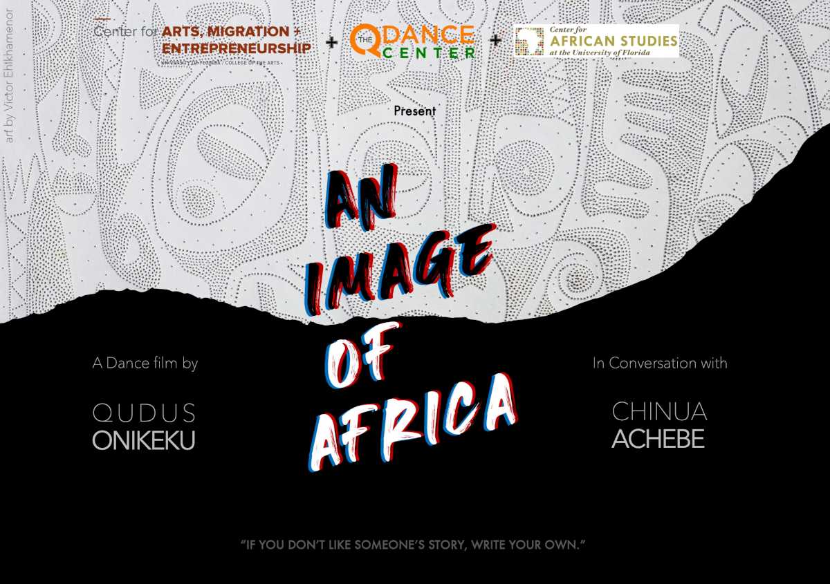 Event flyer with black-and-white Pointillist design and text "An Image of Africa"