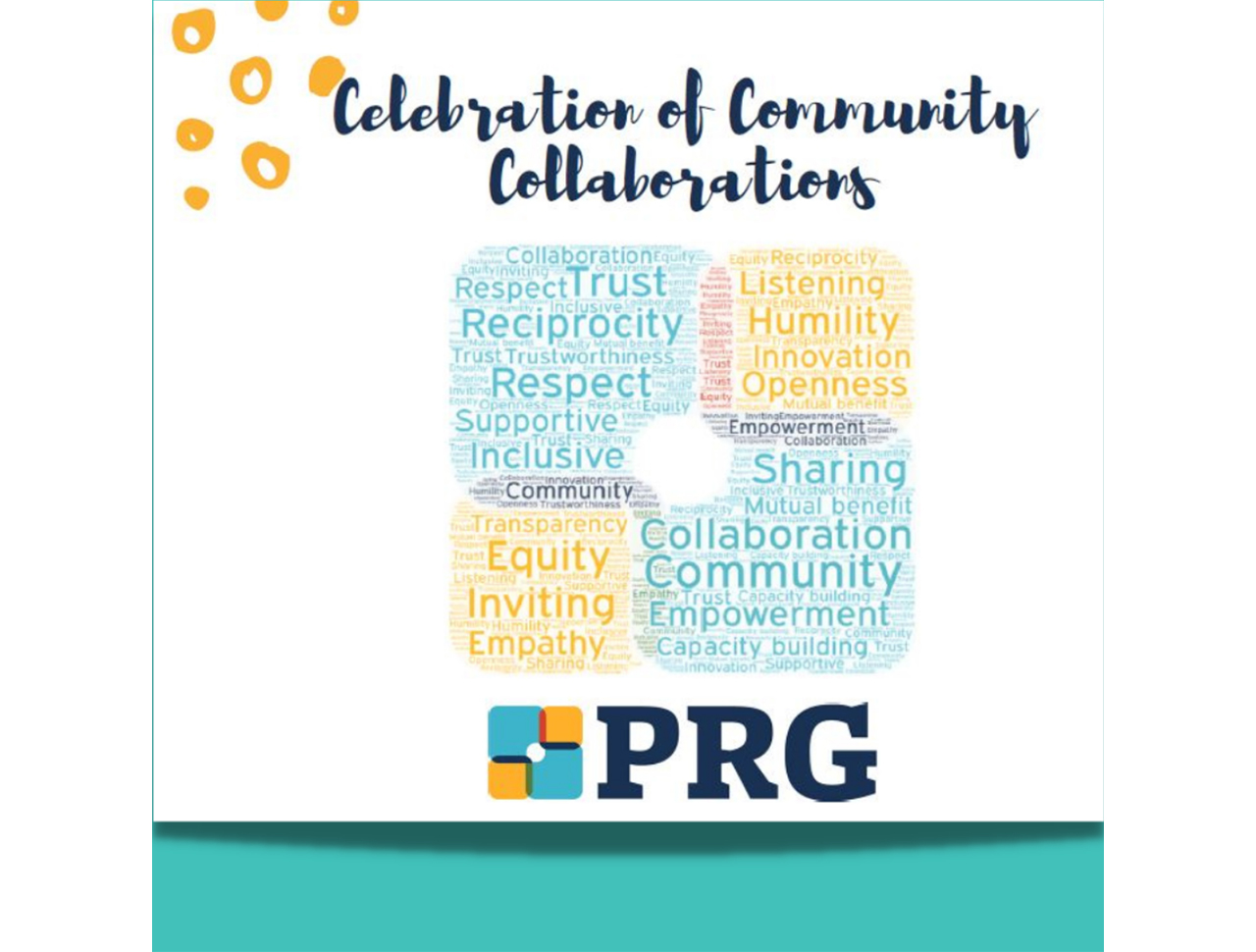 Text reads" Celebration of Community Collaborations"