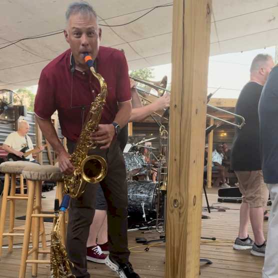 Jimmy Anuszewski playing the saxophone