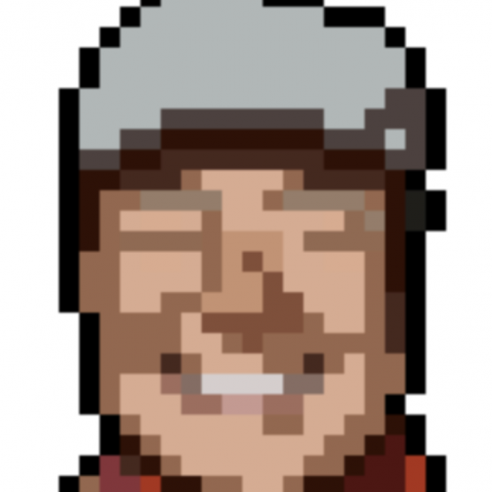 Illustrated avatar in pixelated 8-bit style.