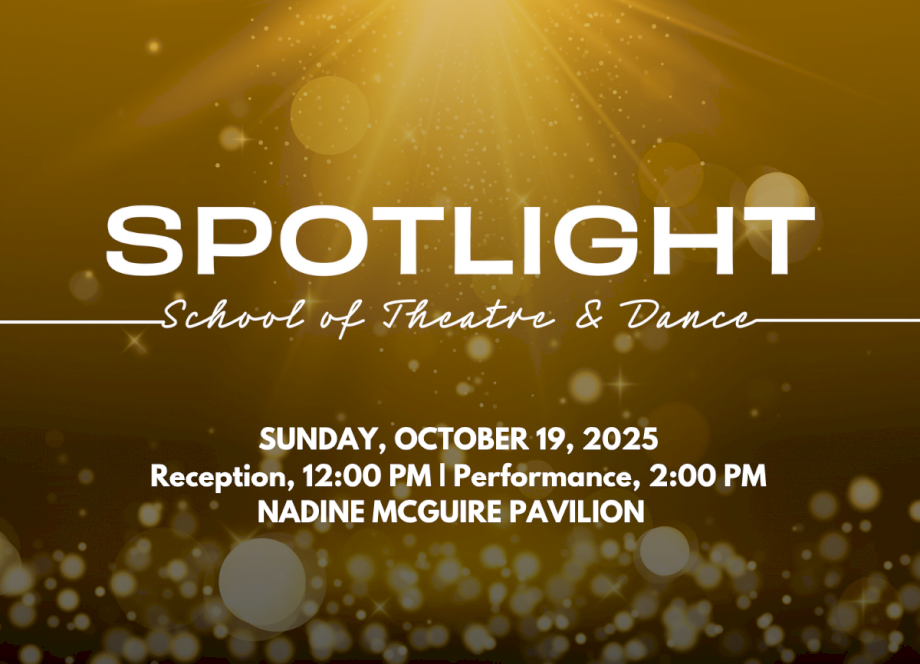 Black and gold graphic promoting Spotlight on RENT