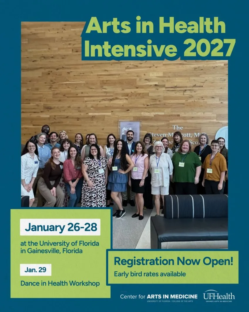 Arts In Health Intensive 2027 flyer with event info