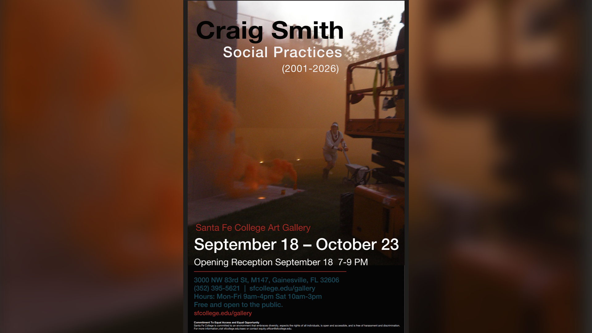 Official event flyer with informational text and a photograph of the creation of artwork