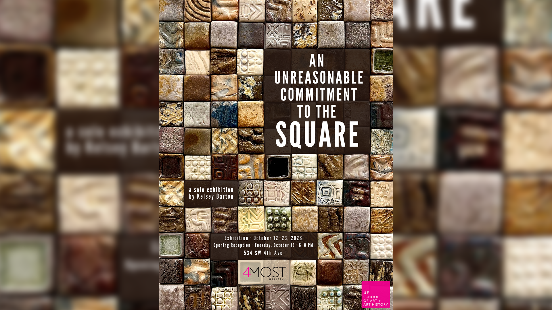 Poster for 'AN UNREASONABLE COMMITMENT TO THE SQUARE' with informational text.