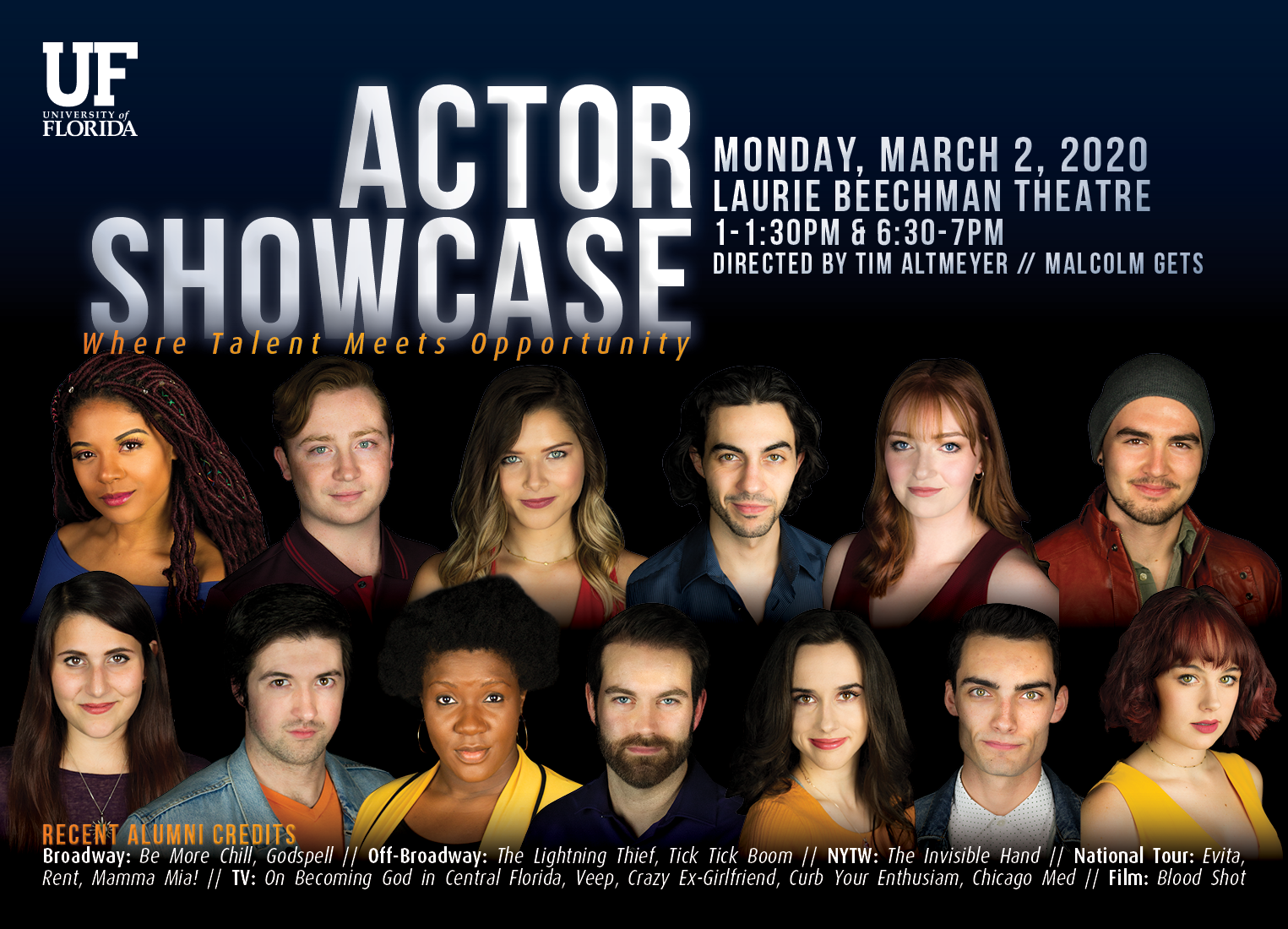 UF Actor Showcase 2020 Events College of the Arts University of