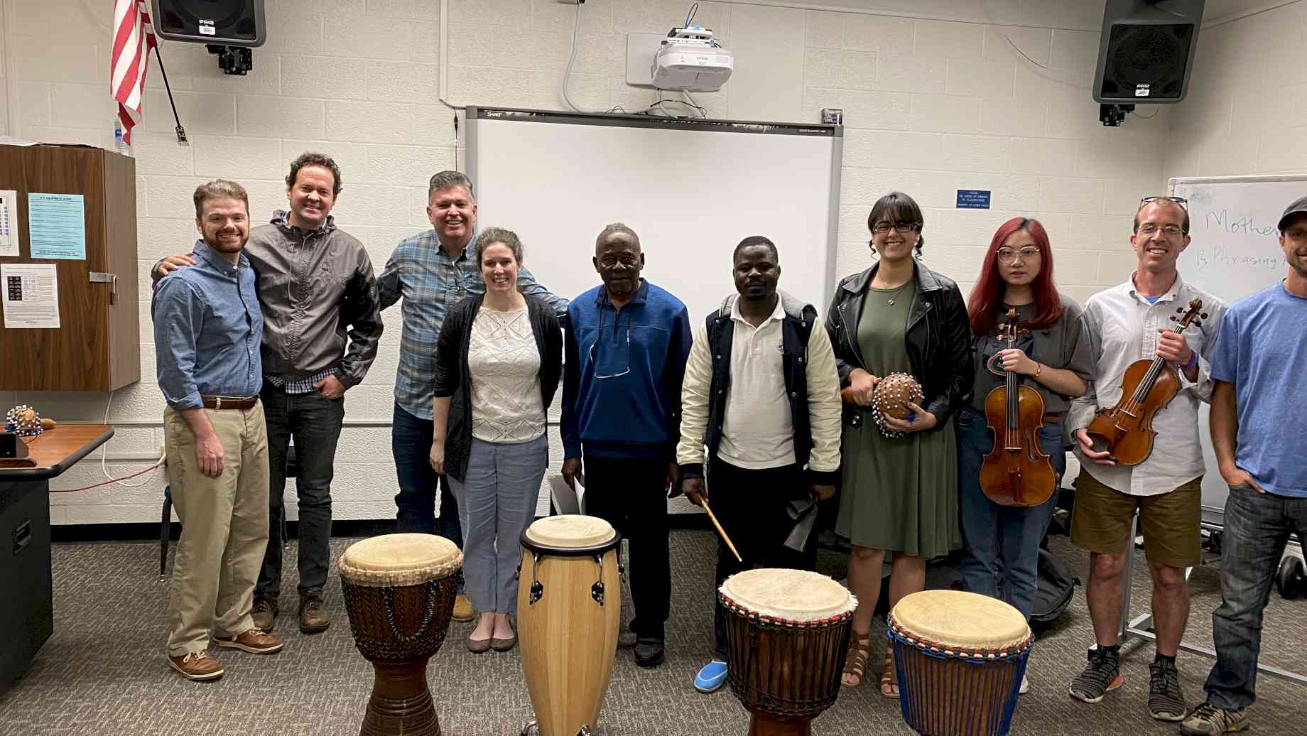Dr. Politz and her African Popular Music Class with Nigerian Ethnomusicologist Meki Nzewi (Spring 2020)