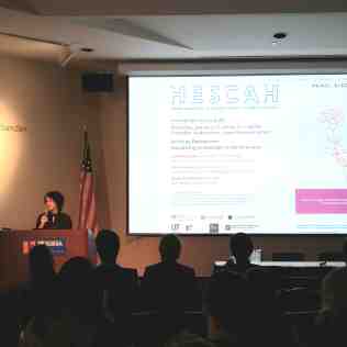Professor Kaira Cabañas introducing the panel Artist as Researcher: Visualizing Knowledge in the Americas, which was co-sponsored by HESCAH.