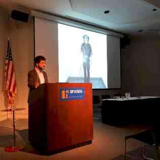 Professor Sérgio B. Martins presenting his lecture Non-Images: Antonio Dias in the panel Artist as Researcher: Visualizing Knowledge in the Americas, which was co-sponsored by HESCAH.