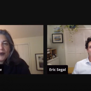 Dr. Gwendolyn DuBois Shaw and faculty sponsor Dr. Eric Segal during a Q&A.