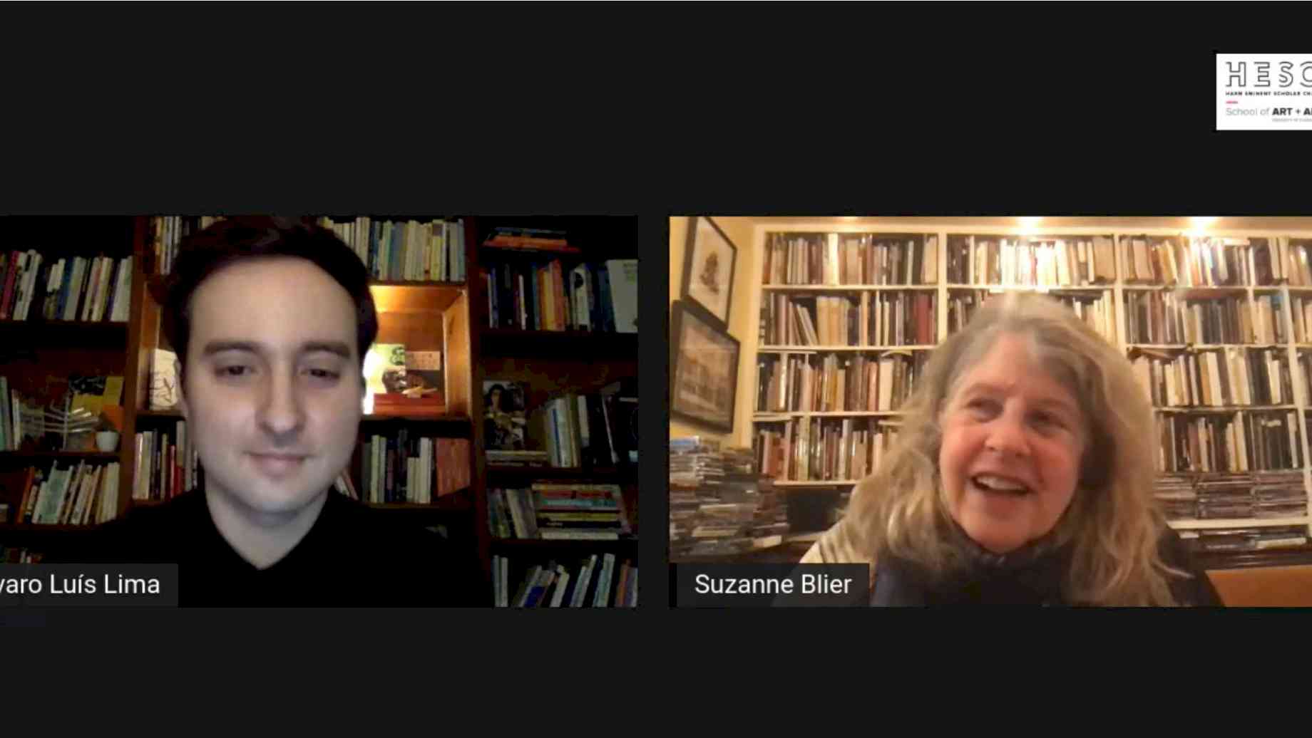 Dr. Suzanne Preston Blier and faculty sponsor Dr. Álvaro Luís Lima during a Q&A after the lecture.
