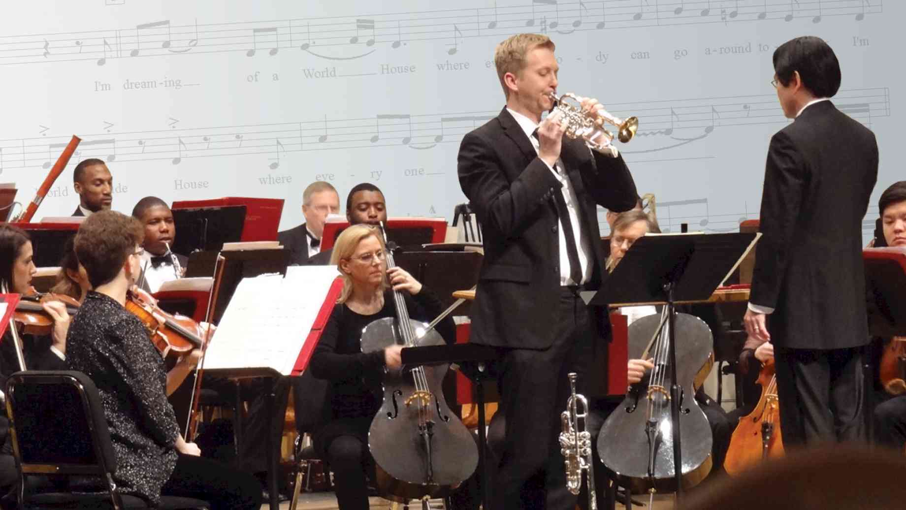 Trumpet soloist Randolph Lee gives the concerto